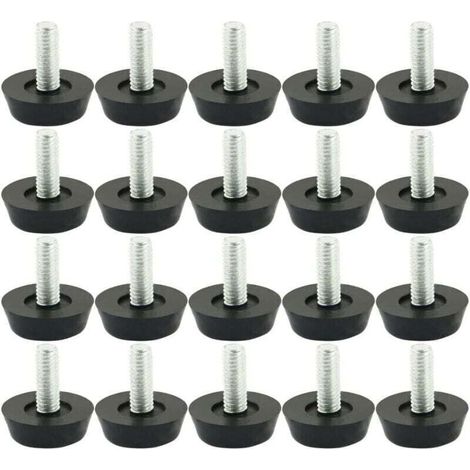 Lot de 20 Pieds Réglables M6 pour Meubles, Vis de Nivellement Antidérapantes, Protection Sol Robuste et Stable (1/4)