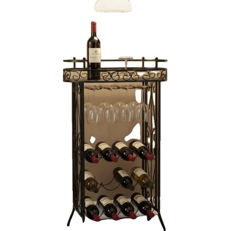 Rangement à bouteilles, tient 9 bouteilles, design en métal élégant, noir (1/2)