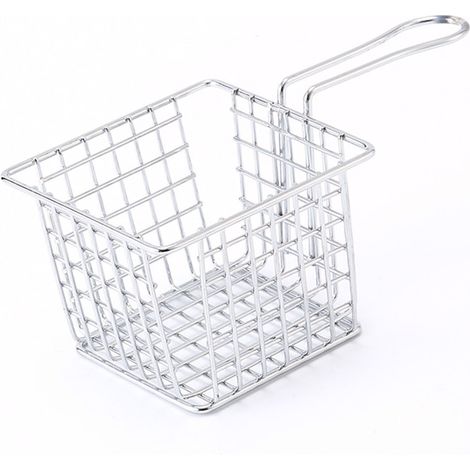 Panier à friture en fonte avec poignée, pour restaurant ou maison, finition électroplaquée. (1/5)