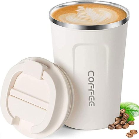 ERBO Kaffeebecher to go Thermobecher Edelsthal Weiß 380ml Isolierbecher (1/5)
