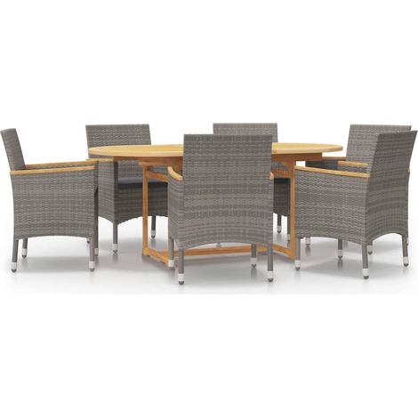 Maison Exclusive - Set da Pranzo per Giardino 7 pz con Cuscini Grigio (1/5)