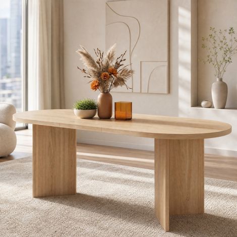 Tavolo da pranzo 200 x 90 cm per 6-8 persone, MDF color rovere HAVRYA (1/5)
