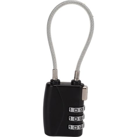 Cadenas à câble combiné TSA Cylindre 3 chiffres Antivol Valise Armoire Alliage de zinc Acier Noir Robuste et Sécurisé (1/5)