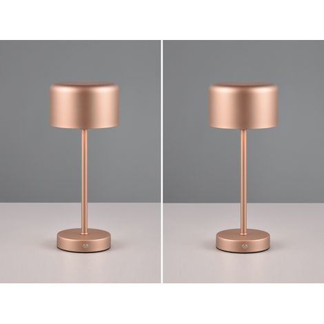 2er SET Akku Tischleuchten, per USB aufladbar, dimmbar, Coffee, Höhe 30cm (1/5)