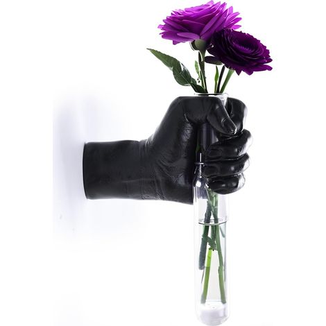 Vase noir main sculpture murale déco funky, art gothique pour chambre, macetas, tubes à fleurs, tubes à essai pour plantes (1/5)