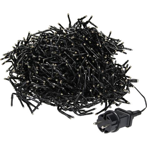 ECD Germany Guirlande Lumineuse LED Cluster 11m, 1512 LEDs Blanc Chaud, Minuterie et 8 Modes d'Éclairage, Alimentation Électrique, IP44, Intérieur/Extérieur, Éclairage Arbre de Noël Chaîne en Grappe