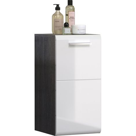 Riva B Badschrank Wandaufhang, 1 Tür, weiß Hochglanz, grau. (1/5)