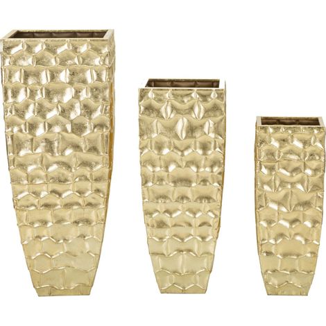 Lot de 3 Vases en Métal "Glody" 94cm Or (1/5)