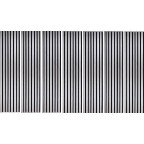 Lot de 7 Panneaux muraux tasseaux bois 120 x 30 x 1,9 cm - Pack tête de lit - Lamelles alu / feutrine noir - 2,52m² (1/5)