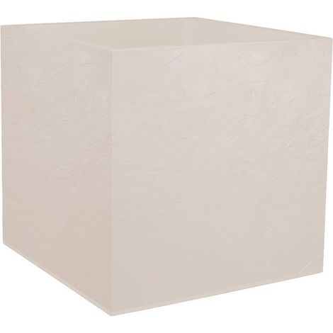 Pot de fleurs Carré 50 cm - EDA - Volcania - 57 L - Intérieur/Extérieur - Décor Pierre - 49,5 x 49,5 x H. 49,5 cm - Beige Calcaire