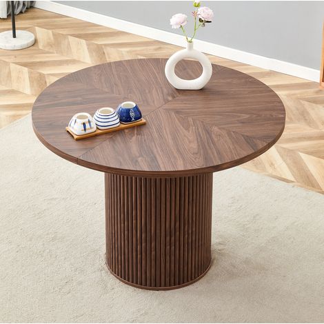 Tavolo pranzo rotondo in MDF 100 cm noce OKMYHOME (1/5)
