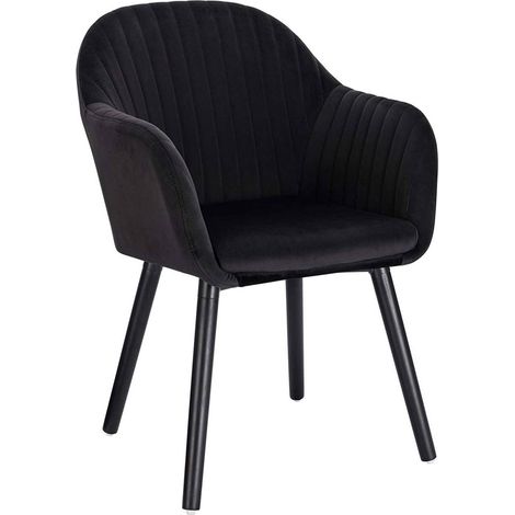 WOLTU 1Pz Sedia da Pranzo Poltroncina per Sala D'attesa Cucina Poltrona Velluto Nero (1/5)