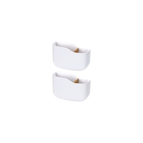2-teilige Wand-Organizer-Box, Fernbedienungshalter, Wandaufbewahrungsboxen, Wandhalterung für Fernbedienungen, für Mediaplayer, Controller und Mobiltelefone (Weiß) - Crezuo