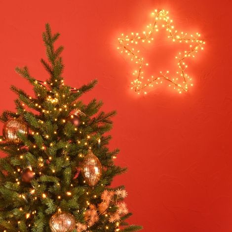 Décoration de Noël lumineuse étoile à suspendre micro LED ambre 40 cm (1/4)