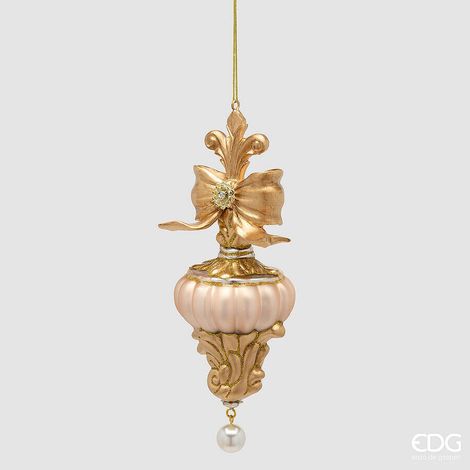 EDG Enzo De Gasperi Trottola di Natale con Fiocco H20,5 Ø7 cm Oro – Addobbo per Albero di Natale (1/2)