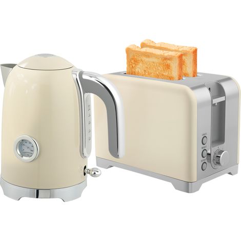 Bouilloire et grille-pain, 2200 W, 7 niveaux de brunissage, fonctions variées, couleur crème (1/5)