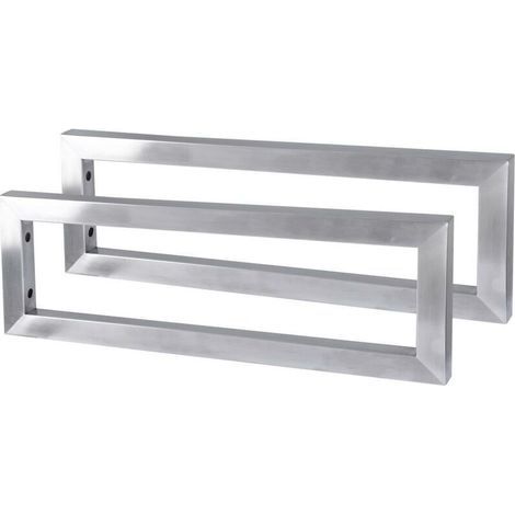 2 équerres de fixation en inox brossé pour plan de vasque, Equerres pour lavabo 55x15x3cm, Equerres pour meubles étagères (1/4)