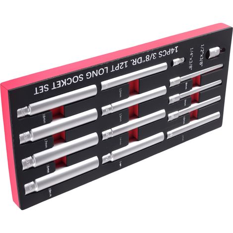 14pc Extra Long Deep Socket Set 3/8" Drive Metric 120mm CRV 8-19mm (1/5)