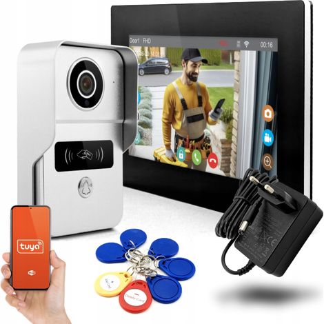 WiFi-fähige FHD-LCD-Video-Türsprechanlage für Einfamilienhäuser, Tuya RFID-IP-Kameras mit Bewegungserkennung (1/5)