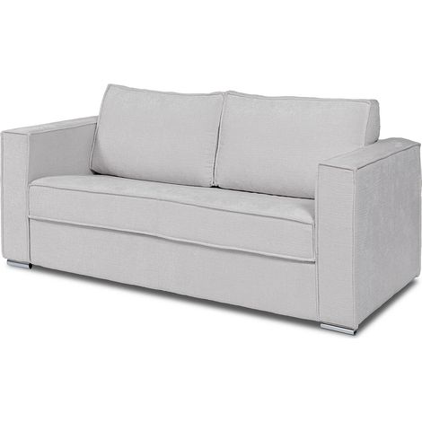Canapé 4 places convertible express en tissu chenille gris clair avec assise mémoire de forme - Couchage 160 cm - Matelas 14 cm LORETO (1/5)