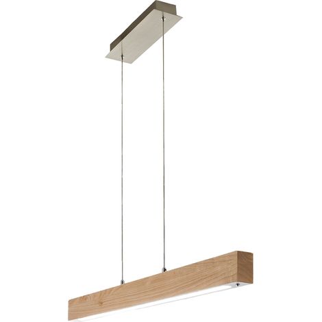 Suspension Led Badia 43 W 4320 Lm 3000 K, Structure En Métal Et Chêne, Intensité Variable, Design Moderne, Longueur 110 Cm, Classe 1 (1/5)