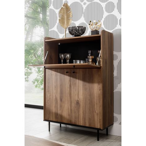 Barschrank in Eiche Nb. VAREDO-132 Wohnzimmer Möbel im modernen Vintage Design, B/H/T ca. 90/140/40 cm (1/5)