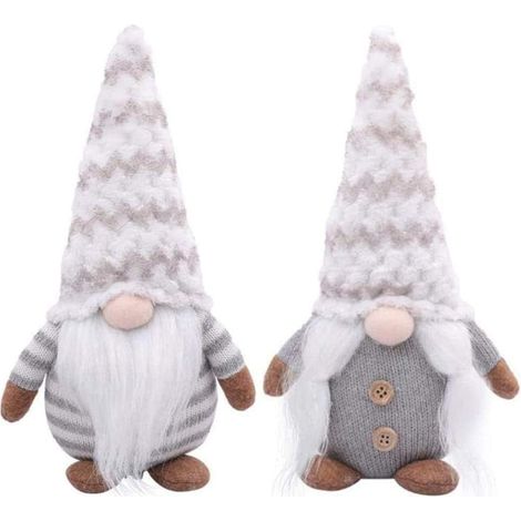 Gnome - Knitted Plush Figurine - Christmas Table Decoration - Faceless Dwarf Elf - Set Of 1