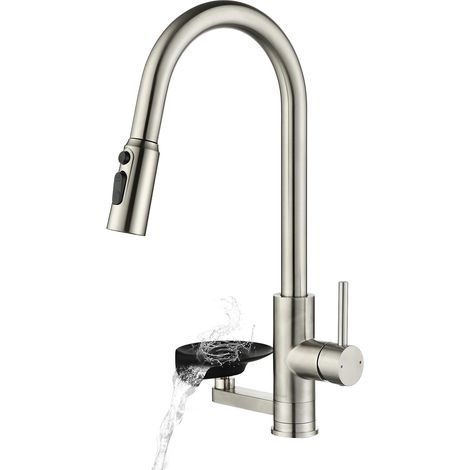 Robinet Cuisine Lave-verres,Mitigeur Douchette Extractible Double Sortie Robinet de Cuisine Extractible évier, Rotation 360°, Double Sortie Acier 304 Brossé Adapté Toutes Cuisines (1/5)
