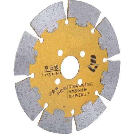 Lame de scie diamantée dorée haute dureté, résistante à l'usure et durable pour rainurer les murs en béton, 114 x 20 x 1,8 mm