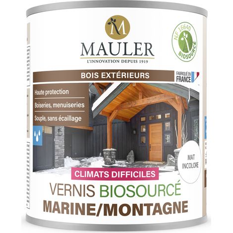 Vernis bois extérieur UV & intempéries - 1L Mat Incolore - Ecolabel - Vernis biosourcé marine montagne Mauler
