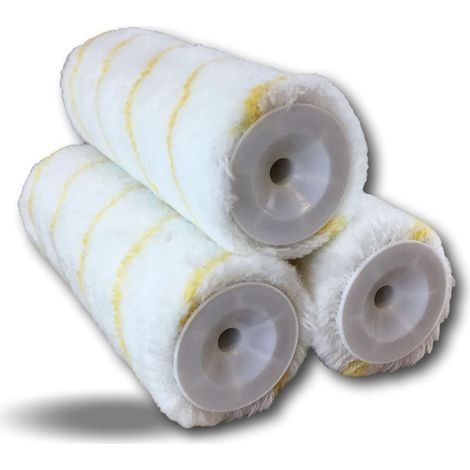 3 manchons Polyamide Anti-goutte Rayés jaune Pour montures à vis Axe diamètre 12 mm Rouleaux235 mm Sols murs plafonds façades grandes surfaces Kibros (1/5)