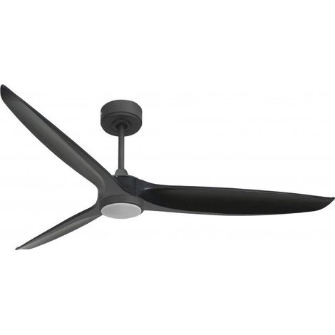 Bolt, Ventilateur déstratificateur d'air, moteur noir pales bois laquées noires 166 Cm, 100 % efficace été/hivers, avec lampe