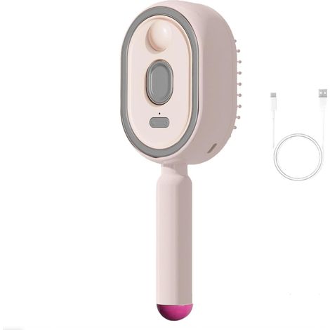 Brosse à vapeur pour cheveux, peigne démêlant rechargeable avec huile et tasse à mesurer, brosse à lisser à vapeur ABS, pour cheveux bouclés, épais, raides, ondulés, femmes, filles, voyage (1/5)