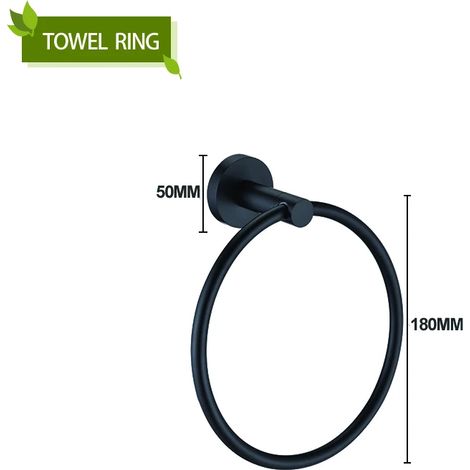Porte-serviettes mural en acier inoxydable noir mat avec barre porte-serviettes, porte-savon, porte-papier toilette et crochets pour peignoirs et serviettes. Accessoires de salle de bain. (1/5)