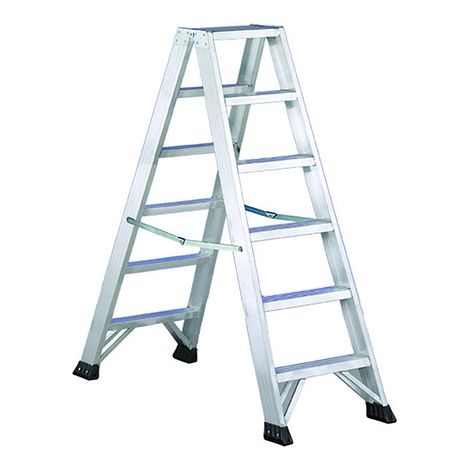 Escabeau double 2x5 marches - Hauteur max. de travail 3.23m - Longueur pliée 1,23m - SVE-SPROS005