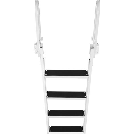 Mophorn Dock Ladder Flip-Up 4 gradini, capacità di carico di 350 libbre, scala per barche pontone in alluminio con gradini in gomma antiscivolo larghi 4", ideale per imbarco su navi, laghi, piscine