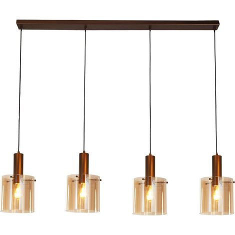 Searchlight Sweden Luminaire suspendu à 4 barres moka, verre ambré (1/4)