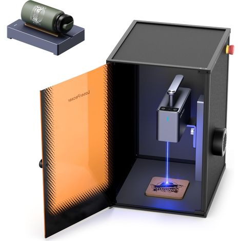 Graveur Laser 5W Mini Machine de d'Artisanat Portable de Laser à Diode Bleue 450nm Machine avec Housse de Sécurité Classe1 pour Papier Bois Cuir Pierre Métal Verre Foncé - avec Rouleau (1/5)