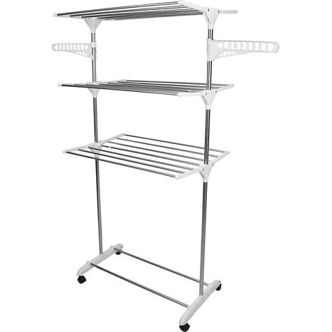 HALOYO stendibiancheria pieghevole stendibiancheria in acciaio inox H.158 CM Asciugabiancheria pieghevole a 3 livelli, tubo in acciaio inox (1/5)