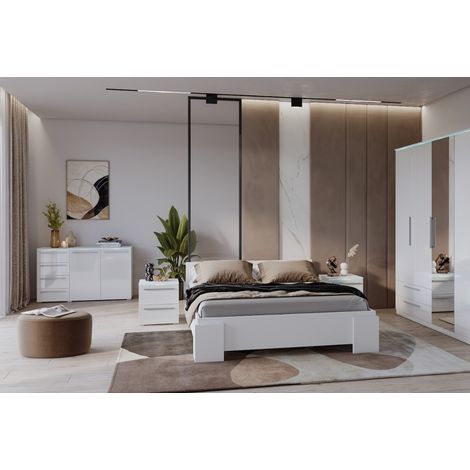 Chambre complète INDIA Blanche 160x200 cm - sans armoire