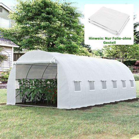 Bâche de remplacement pour serre 6x3x2 m, résistante, déchirure, 12 ouvertures, porte, uniquement film vert (1/5)
