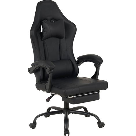 Sedia da Gaming Massaggiante,Sedia Gamer Con Poggiapiedi Telescopico,Reclinabile 90-135°,Poltrona da Gaming con Poggiatesta  Cuscino Lombare,Sedie Da Ufficio,Portata 150kg Nero