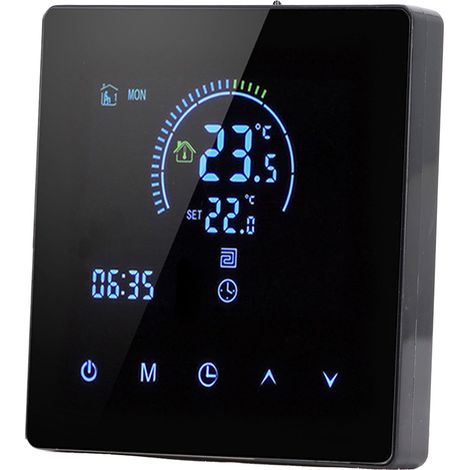 Intelligenter Thermostat mit farbigem LCD-Touchscreen für Warmwasserboiler in Privathaushalten, Büros, Einkaufszentren und Geschäften. Standardausführung in Schwarz. (1/5)
