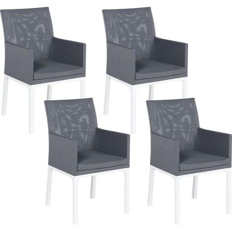 Set of 4 Garden Chairs BACOLI Fabric Dark Grey