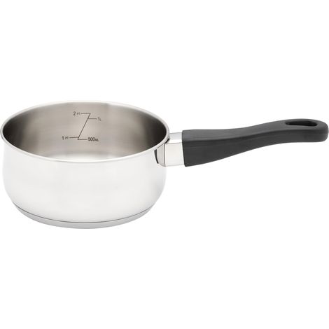 Casserole en acier inoxydable – 16 cm – 1 L sans couvercle, pour plaque à induction, petite poêle en acier inoxydable avec poignée qui reste froide, passe au lave-vaisselle et au four