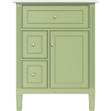 Mobile bagno freestanding 61 cm verde lucido con lavabo in ceramica e 3 cassetti (1/5)