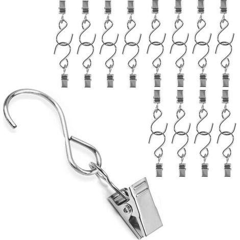Traîner Clips Crochet, Pince Cintre pour Rideau, Partie Guirlande Lumineuse, Extérieur Activités Fil, Maison Décoration, 25 Pièces (1/4)