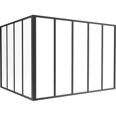 Verrière d'angle d'atelier en aluminium thermolaqué - L150 x L120 x H105 - Noir - BAYVIEW