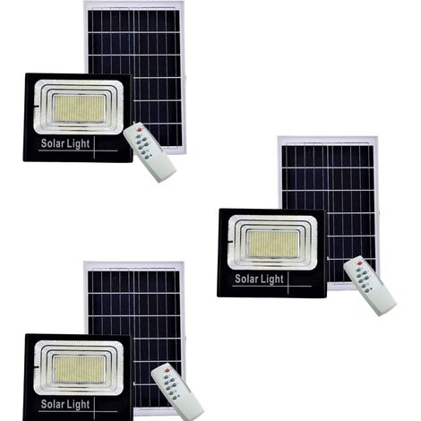 3x Fari LED 100W Solare Pannello Luci Solari Giardino Faro Esterno Luce Fredda