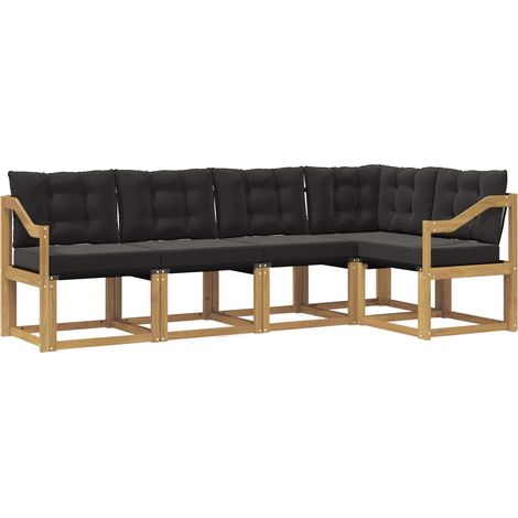 Ensemble de canapés d'extérieur 5 pc Blanc et noir vidaXL (1/5)